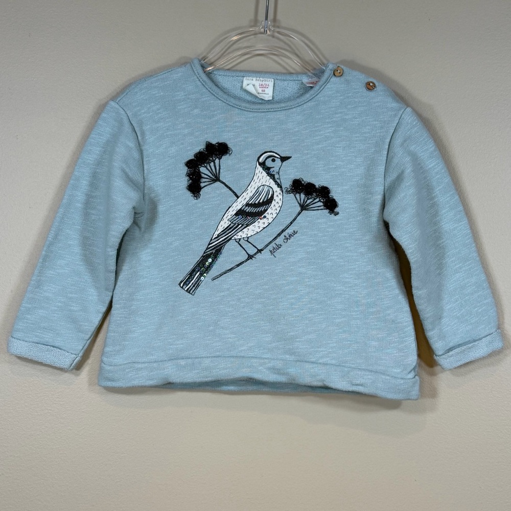 Zara Sky Blue Kids Sweatshirt with Bird Print